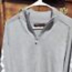 Perry Ellis Men's 1/4 Zip Sweater Size L Gray Cotton Stretch Pullover